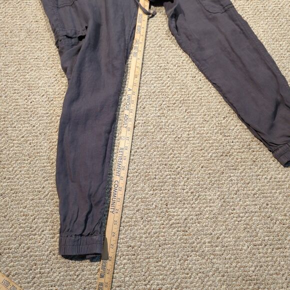 Nicole Miller New York Linen Pants Jogger Womens Medium Gray Cargo Utility - Picture 2 of 7